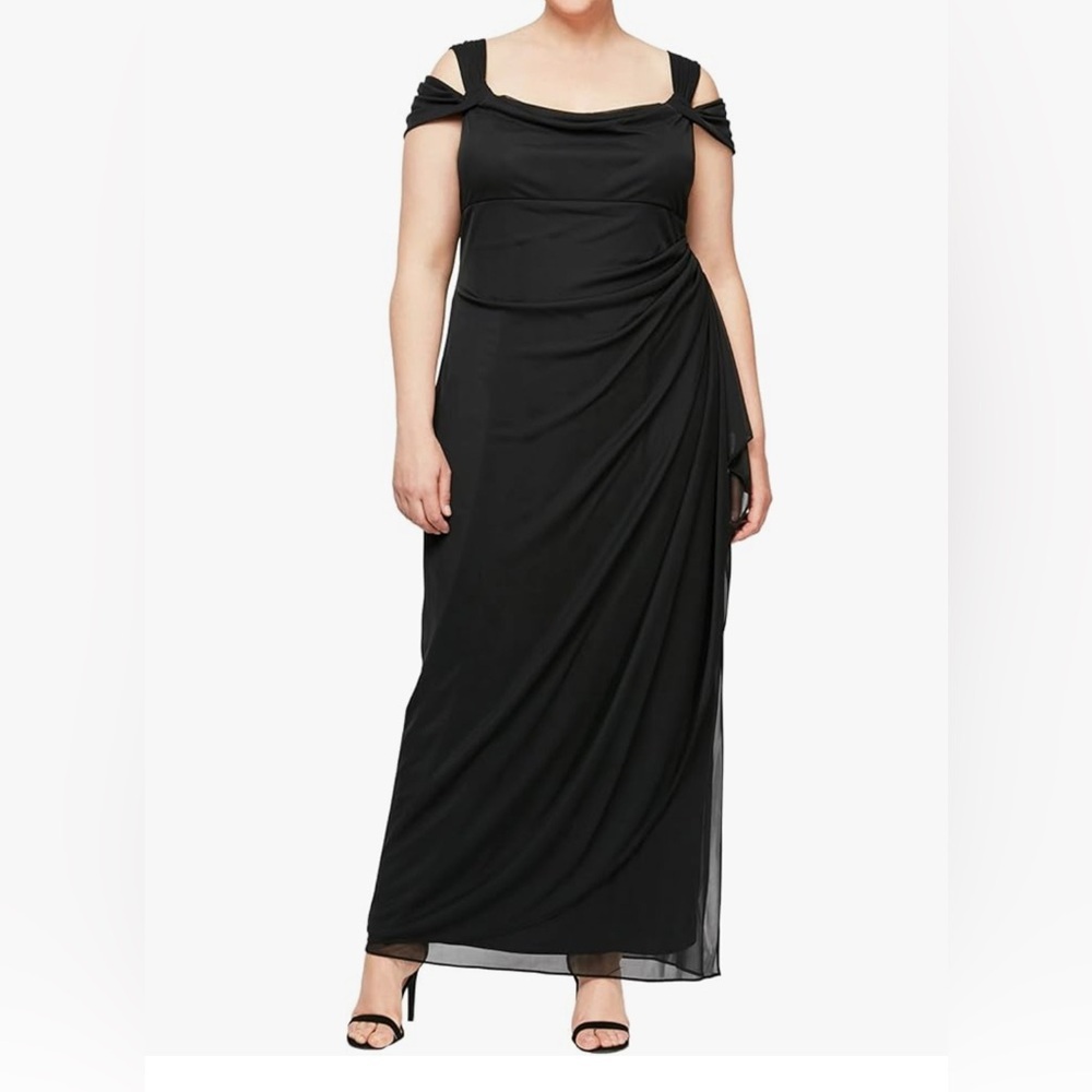 Alex Evenings Black Sleeveless Maxi Gown, NWT,  Holiday Gown